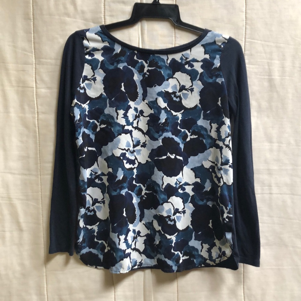 GAP Floral Long Sleeve Top - Blue and White